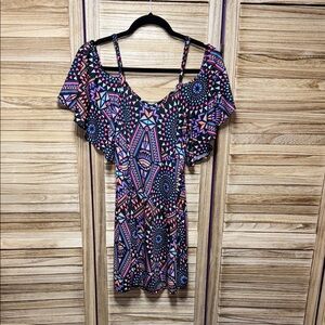 Judith March Colorful Geometric Off-Shoulder Blouse Size Small